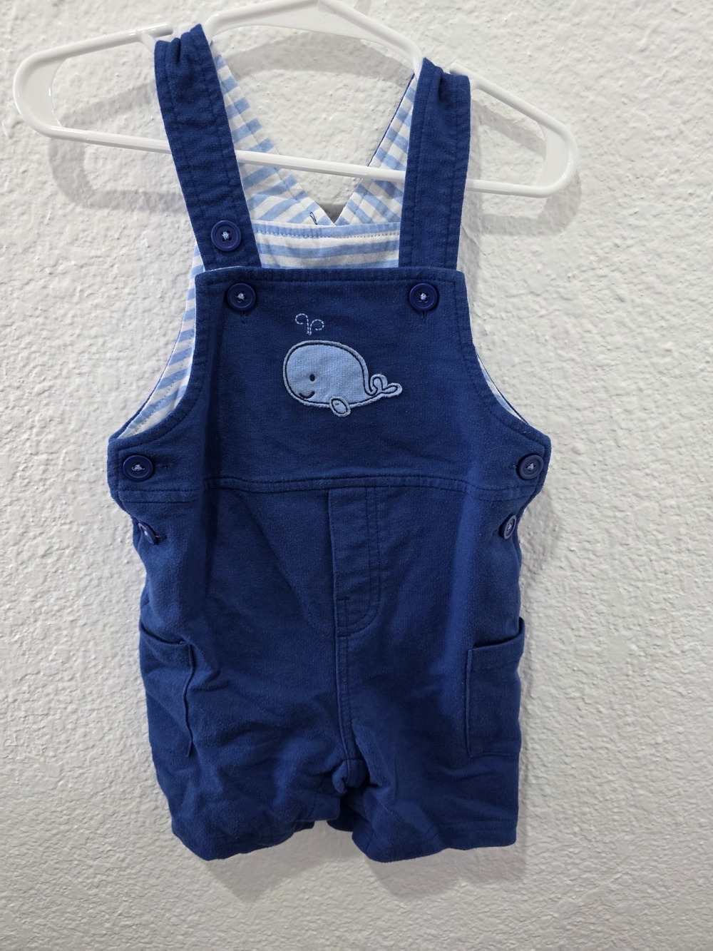 Blue Whale Embroidered Baby Overalls - Kids